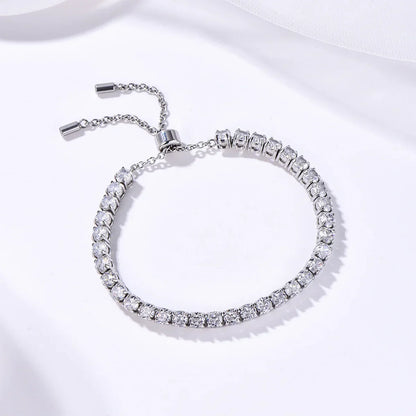 Elegant Sliver Bracelet With Sapphire White Gemstones.