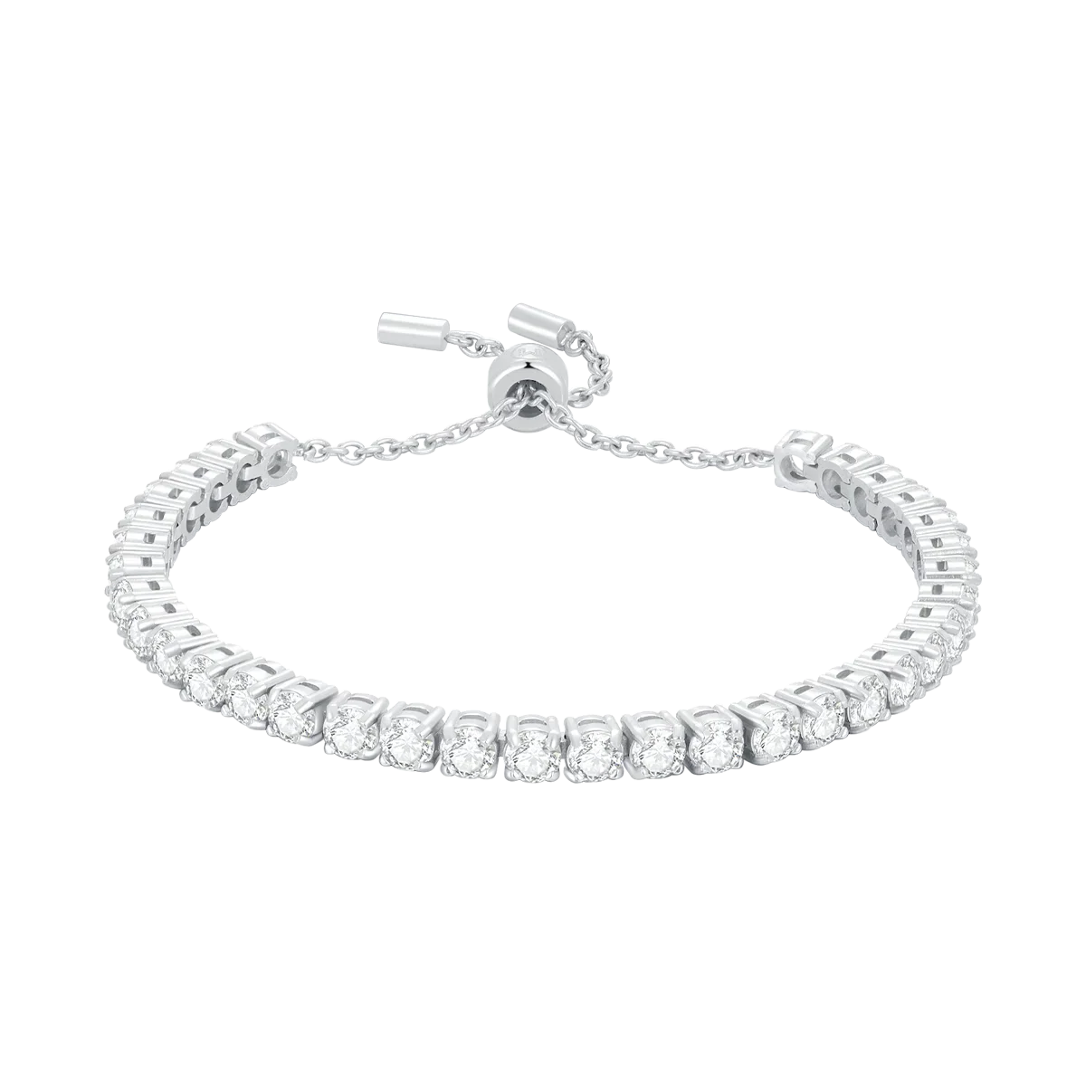 Elegant Sliver Bracelet With Sapphire White Gemstones.