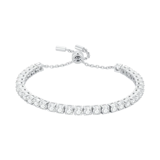 Elegant Sliver Bracelet With Sapphire White Gemstones.